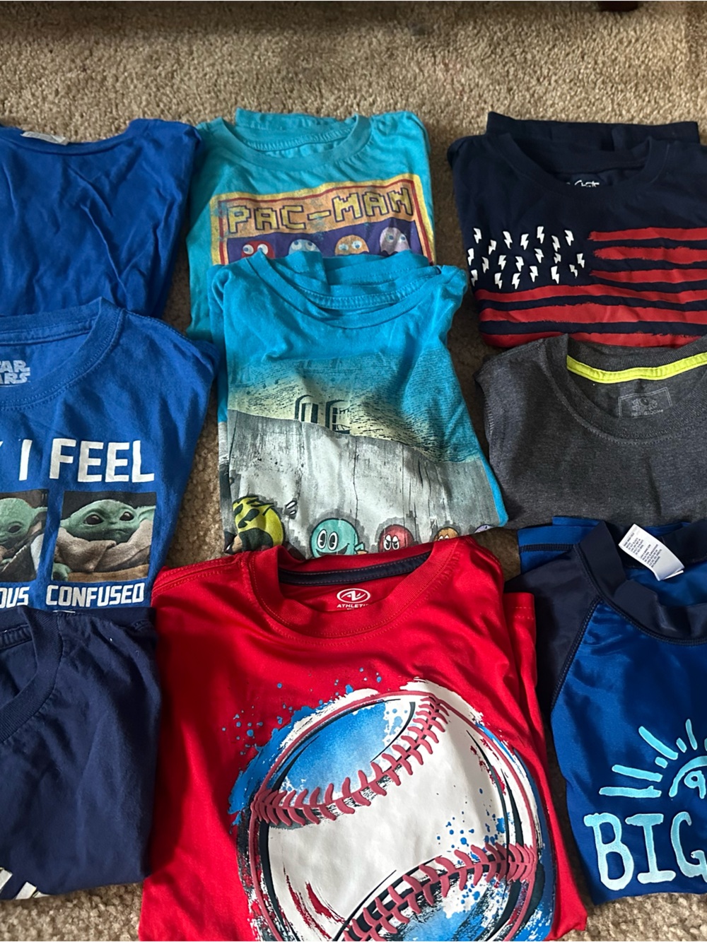 15 Assorted Boys' Short-Sleeve Graphic Tees - Blue & Red size 8